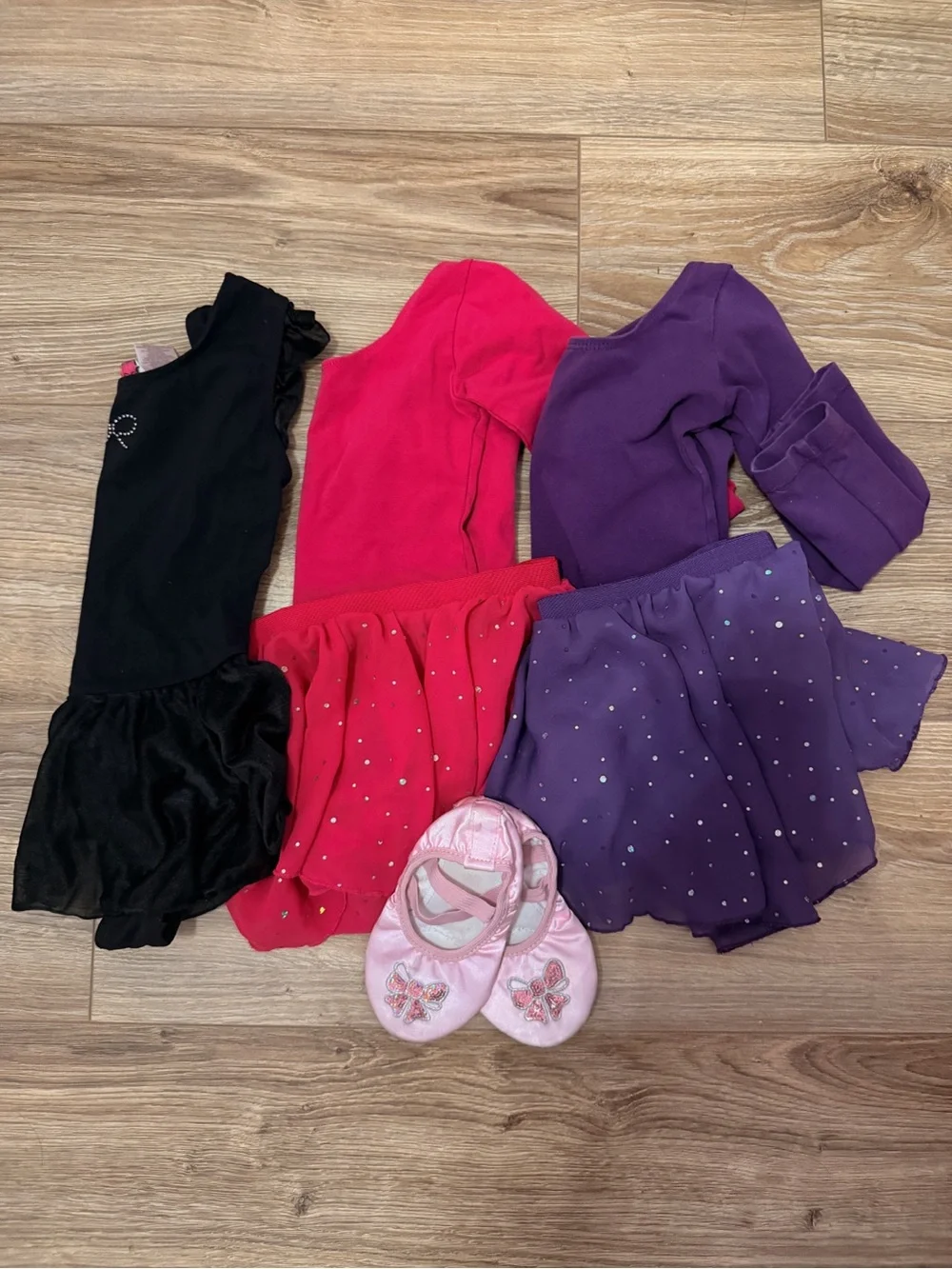 Toddler Girl Leotards Bundle w/ ballet shoes